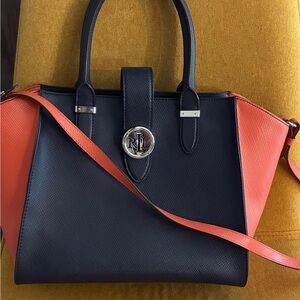 Lauren Ralph Lauren Black and Coral Satchel